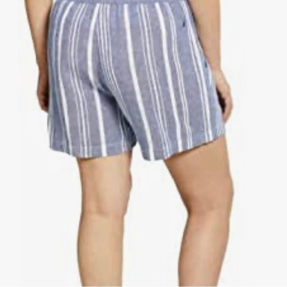 Nautica Womens Shorts Striped Blue/White Linen Blend Pull On-NWT - Picture 6 of 7